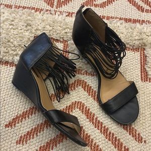 Forever 21- Black Wedge Heels with Elastic Ankle
